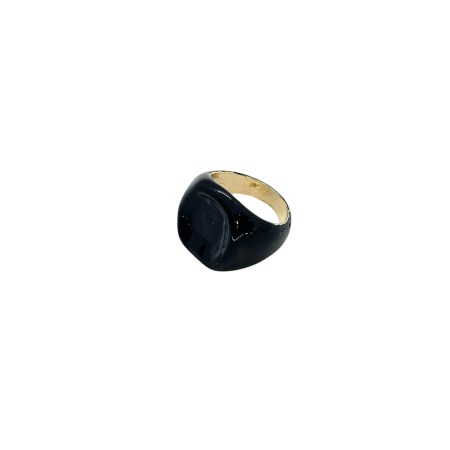 ring metallic with black smalto